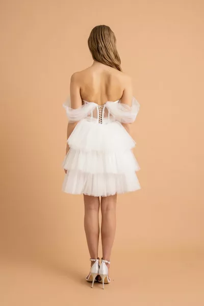 الأبيض مصغرة مطرزة الدانتيل مفصلة فساتين السهرة وفساتين السهرة