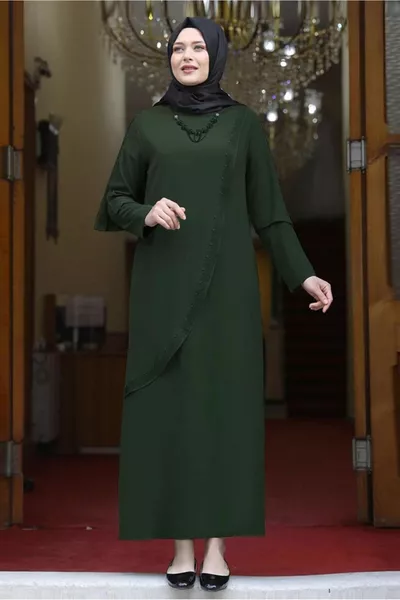 المرأة الكاكي الحجر مفصلة غير متماثلة قطع مساء اللباس 