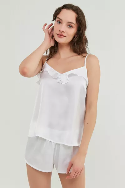 هدية الزفاف الساتان تانك أعلى السراويل مجموعة