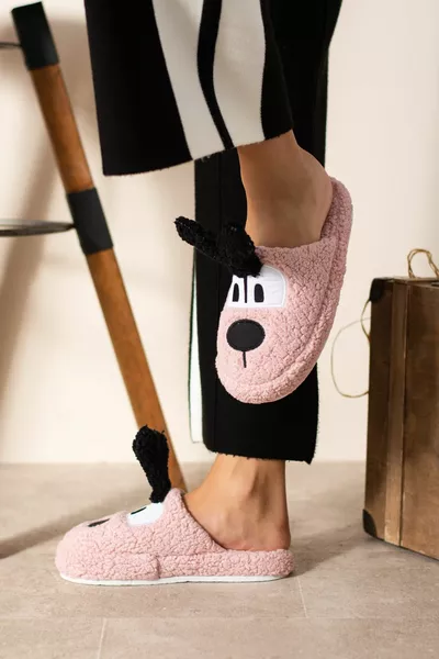 Nieuw seizoen dames hond figuur stille zool pluche huis pantoffels