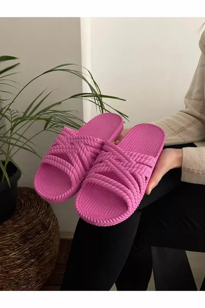 Gestrickte Korboptik Rutschfeste dicke Sohle Weiche flexible Hausschuhe Strand Meer Pool Casual Hausschuhe