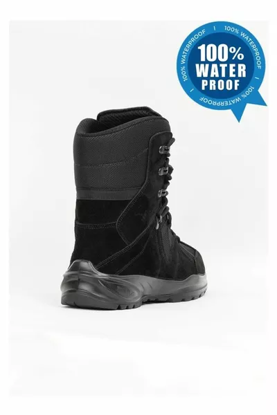  أحذية تكتيكية سوداء من جلد الغزال