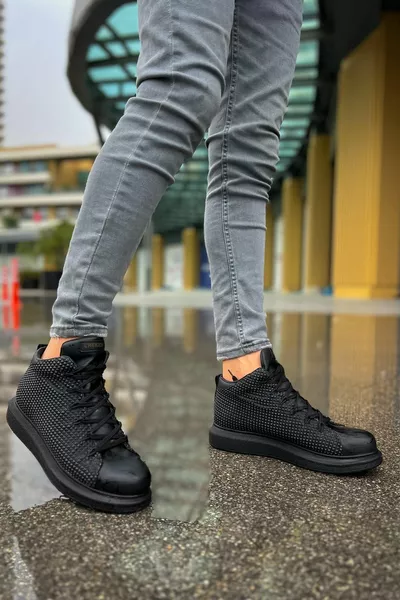 NEDZI Lace-Up High Top Sport Heren Laarzen ZWART/ZWART - CHE