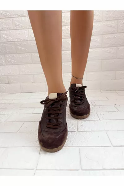 شوكو جلد طبيعي الشوكولاته براون أحذية رياضية