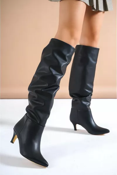 Asena المرأة الجلد الأسود سحب مجمعة رعاة البقر الأحذية