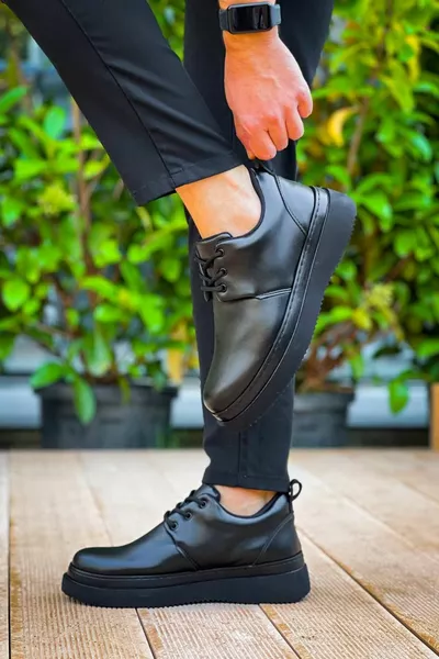  Black Skin Noir Semelle À lacets Casual Chaussures Homme