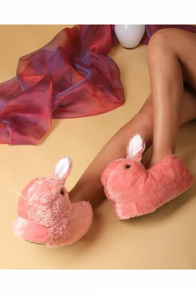 المرأة الوردي الريش أرنب الرقم عدم الانزلاق الوحيد رقيق الجوارب القطيفة الجوارب المنزلية مريحة Pantuf