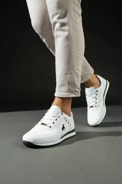  أبيض اللون أبيض باطل عديمة الدانتيل عارضة أحذية رياضية رجالية