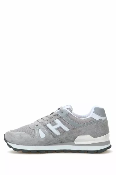 دومينيك جلد طبيعي أسمنت رمادي سنيكرز نسائي