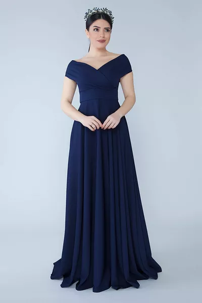 Kajak Double-breasted Kraag Lage Schouder Geweven Vloeiende Stof Maxi Lengte Uitnodiging & Afstuderen & Avondjurk