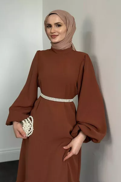 Jessica Balloon Sleeve Evening Dress Taba