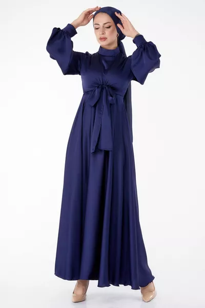 Прав съдия врата жените тъмносин фронт вратовръзка вечерна рокля - 