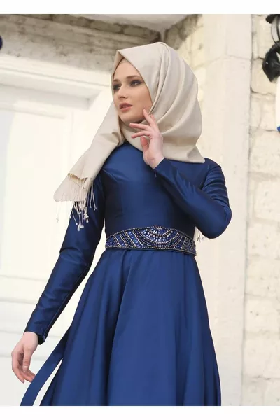 Женские темно-синие (PARLEMENT) T  Tuay Taffeta Пояс Бисер Вечерние платья