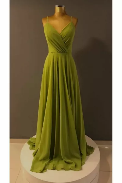 المرأة الأخضر الظهر حبل التعادل الشيفون شق طويل مساء اللباس Trendabiye K: /
