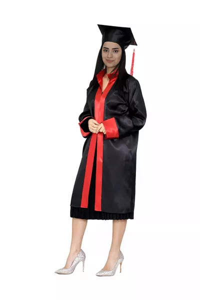 كاب ثوب التخرج المدرسة الثانوية أسود أحمر