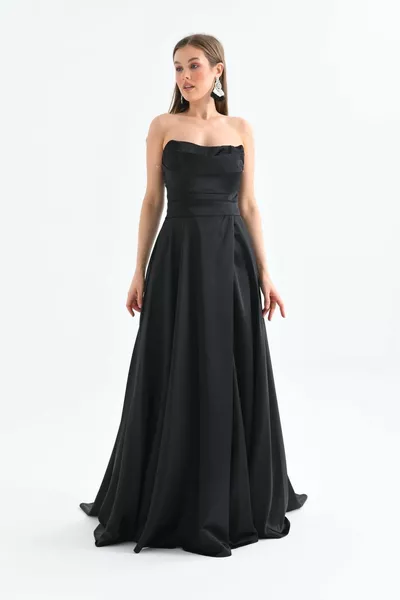 حمالة شق الساتان مساء اللباس الطويل