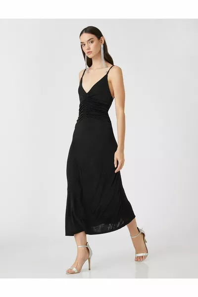 Trägerkleid V-Ausschnitt mit Kordelzug