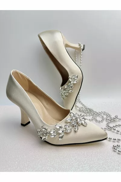 عشرة حجر الساتان كعب 9 سم fdf