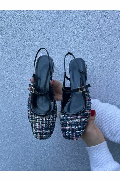 دينيسا تويد النسيج الأسود الرخامي اللون الباليه الشقق