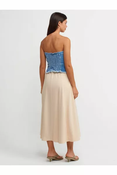  Layered Smart Midi Skirt-Cream