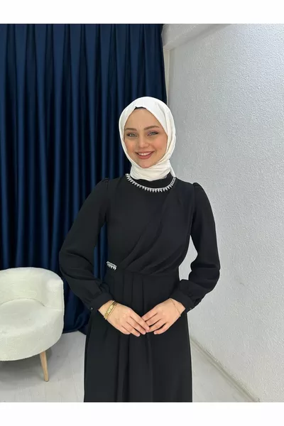 Robe longue de soirée plissée hijab