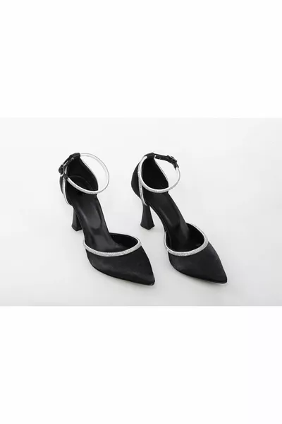 Damen Stone 9 Cm Schwarz Abendkleid Schuhe (KAUFEN SIE IHRE EIGENE GRÖSSE)