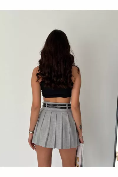 حزام مزدوج مطوي تنورة صغيرة