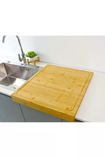 Doğal Bambu Tezgah Üstü Kesme Tahtası Orta Boy 