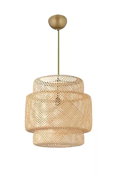 Lampadario in bambù in stile rattan invecchiato, cm, illuminazione scandinava, boho, moderna