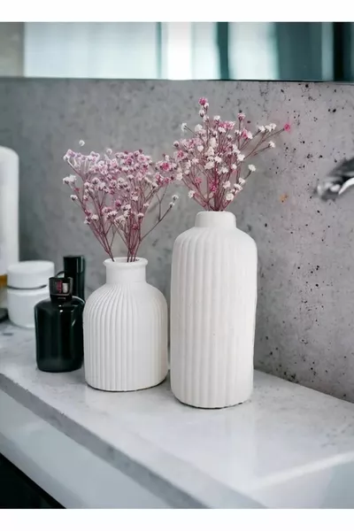 Decorative Scandinavian Style Mini and Tall Concrete Vase Set
