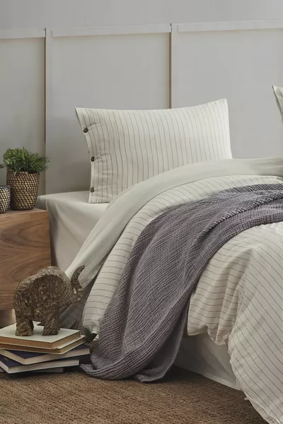 Easy Refine Koffie Tweepersoons Gewassen Garengeverfde Dekbedovertrekset