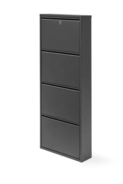 4-Door Lockable Metal Shoe Rack - BLACK Color