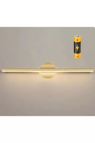 Moderne Draadloze Plug-and-Play LED Wandlamp op Batterijen voor Badkamer, Schilderij, Spiegelverlichting, Oud Goud, Batterij Inbegrepen