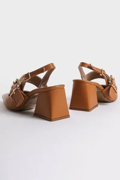 Scarpe da donna con tacco spesso con fibbia con cinturino posteriore