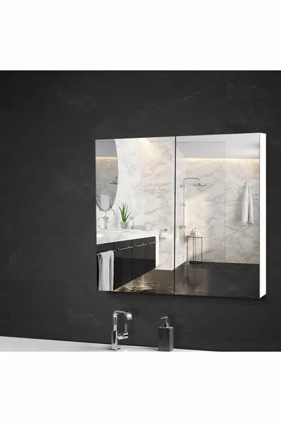 Veelzijdige Badkamerkast met Spiegel Wit Gelakt