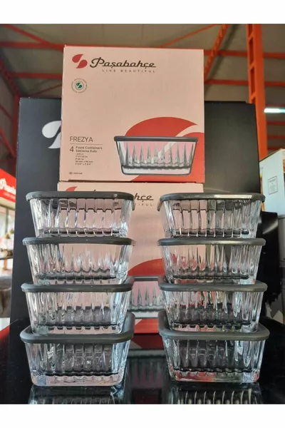 Set di 8 Ciotole con Coperchio Grigio Originali. Con Scatola