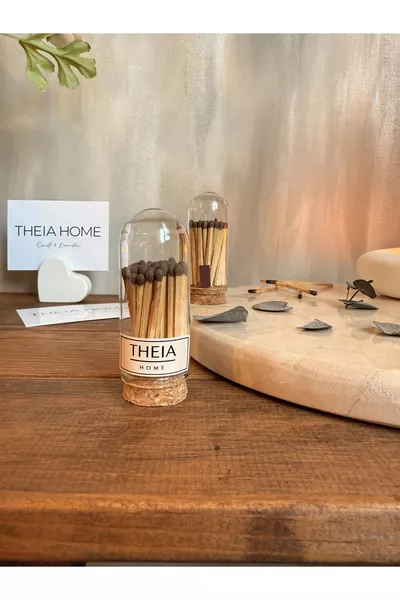 Luciferdoosje met glazen stolp en kurken deksel (AFMETING VAN DE STOLP 7 CM)