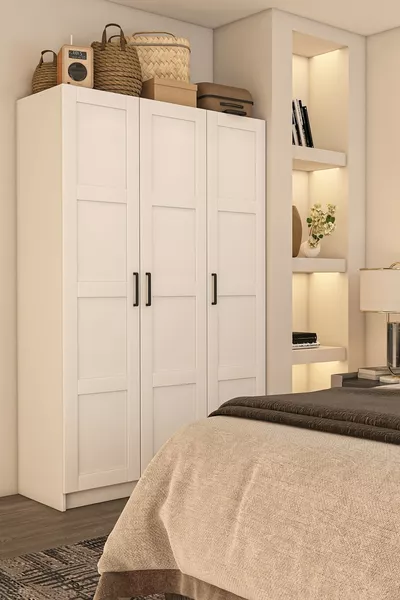 White 3-Door Wardrobe