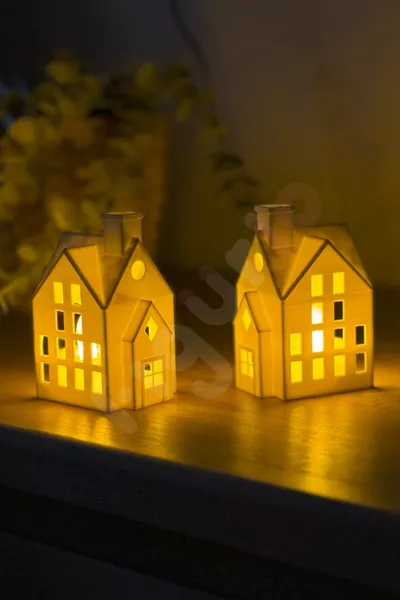 حامل شموع الشتاء صغير / طقم مكون من قطعتين / مع هدية أرنب