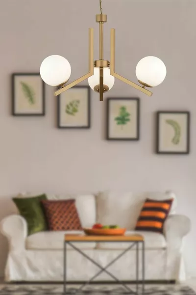 Morgan 3-Lichts Verouderd Beschilderd Wit Glas Modern Jongerenkamer Slaapkamer Woonkamer Hanglamp