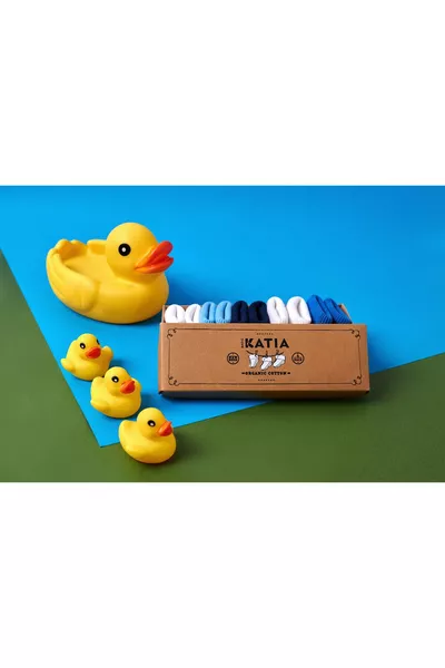 Lot de 5 Chaussettes pour Bébé Nouveau-né Biologiques Blanc/bleu