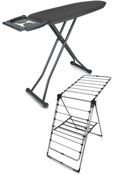 Silvia Ironika Thick-Pipe Drying Rack Set with Ironing Board - Anthracite