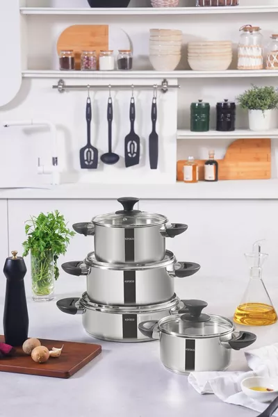 Buca 8-Piece Steel Cookware Set with Induction Base