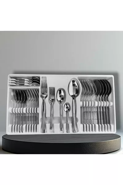 Set di posate 6 pezzi forchetta e cucchiaio modello in paglia con scatola /0 Qualità