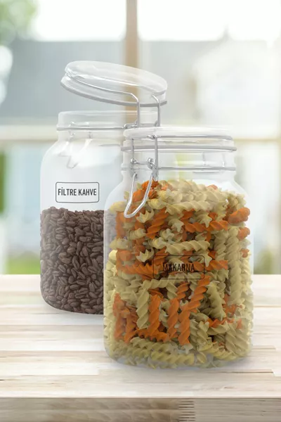 Прозрачен черен с печат стикер за буркани за подправки, зърнени храни и ядки