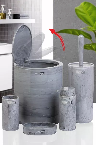 Ronde Marmeren Patroon 5-delige Badkamer Set