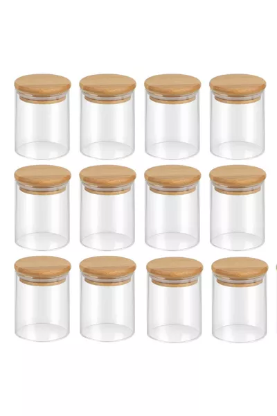 Set of Vacuum Bamboo Lid Borosilicate Spice Jar, Storage Container, Snack Bowl (ml) Jarpot