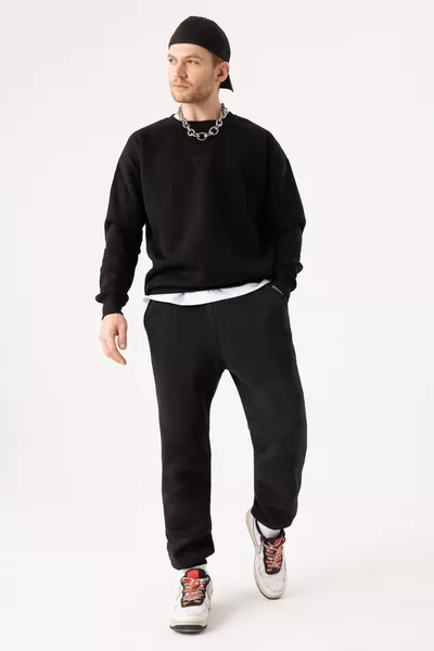 Pantaloni della tuta da uomo neri a taglio comodo