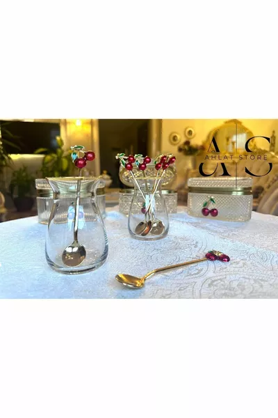 6 Cucchiaini con Ciliegie – Eleganti e Pratici per Tè, Caffè, Cocktail e Dolci