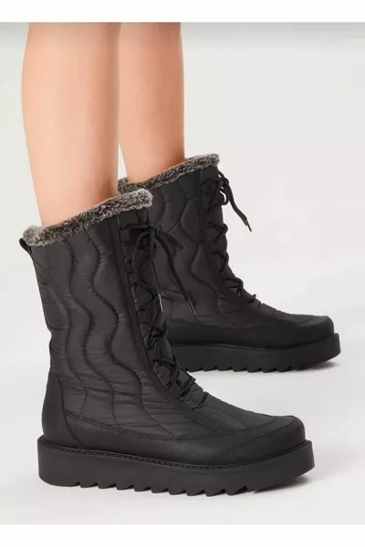 المرأة مريحة العفن الدانتيل المتابعة الجبهة المائية نموذج أحذية الثلج مع الفراء داخل